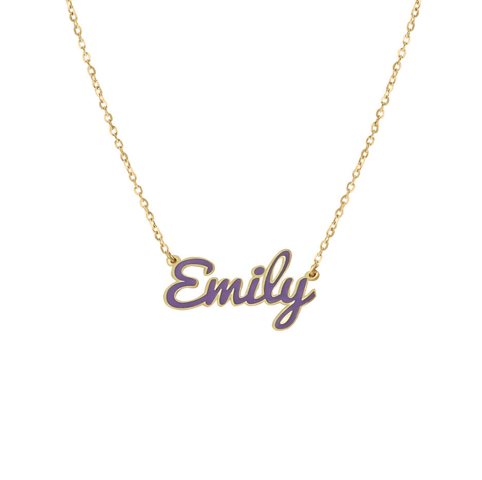 customized enamel name necklace