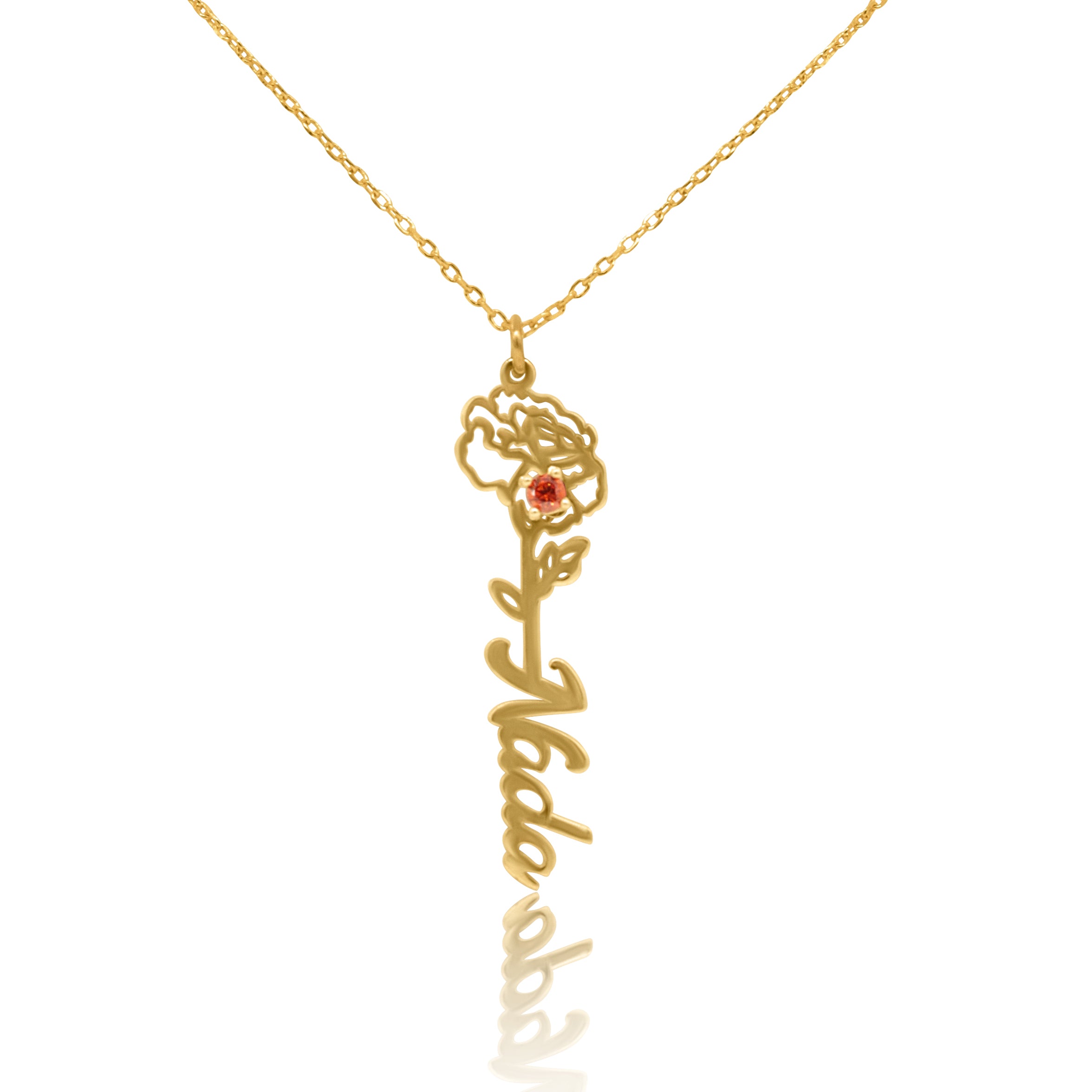 Birth Flower Necklace With Name