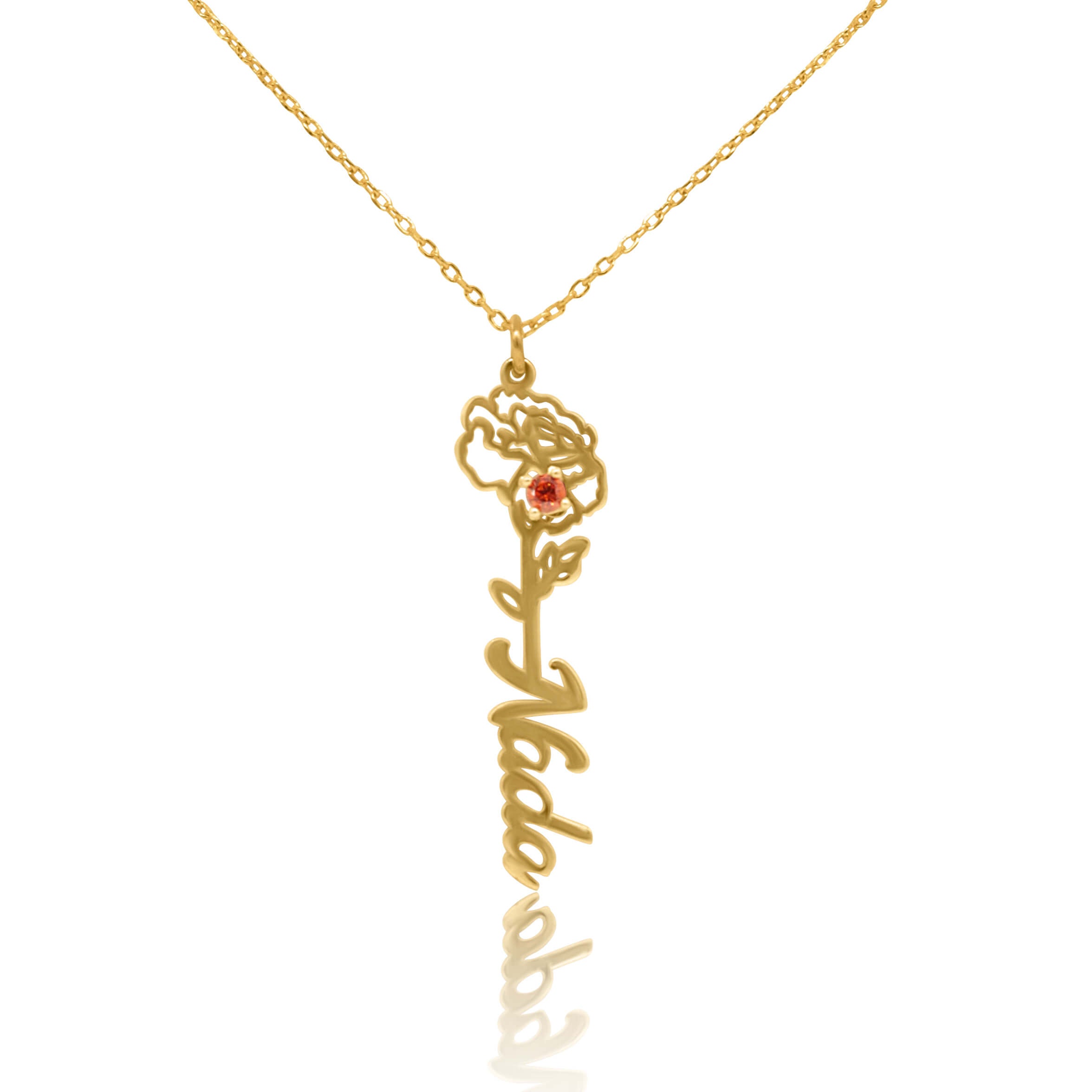 Birth Flower Necklace With Name