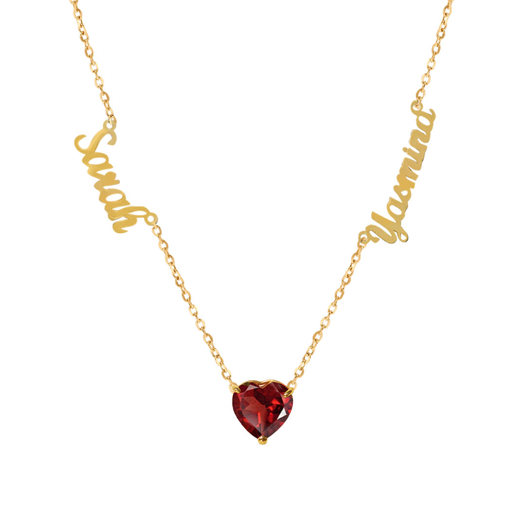 Heart Shape Stone with Customized Name Necklace