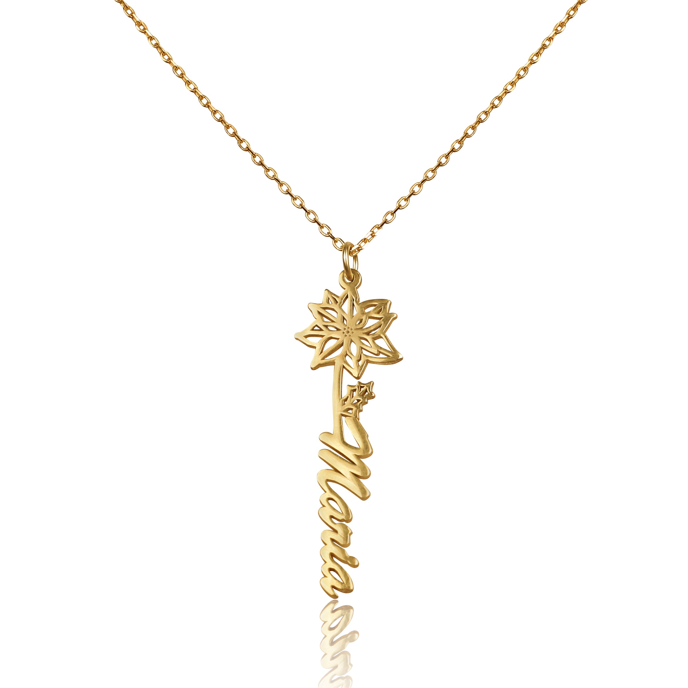 Birth Flower Necklace With Name