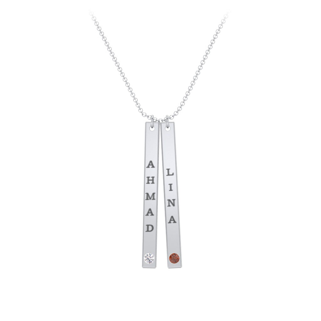 Multi Vertical Birthstone Bar Pendant - 2 Bar