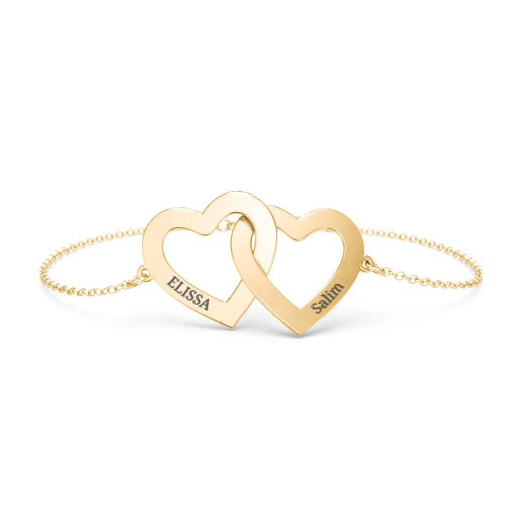Engravable Interlocking Double Heart Bracelet