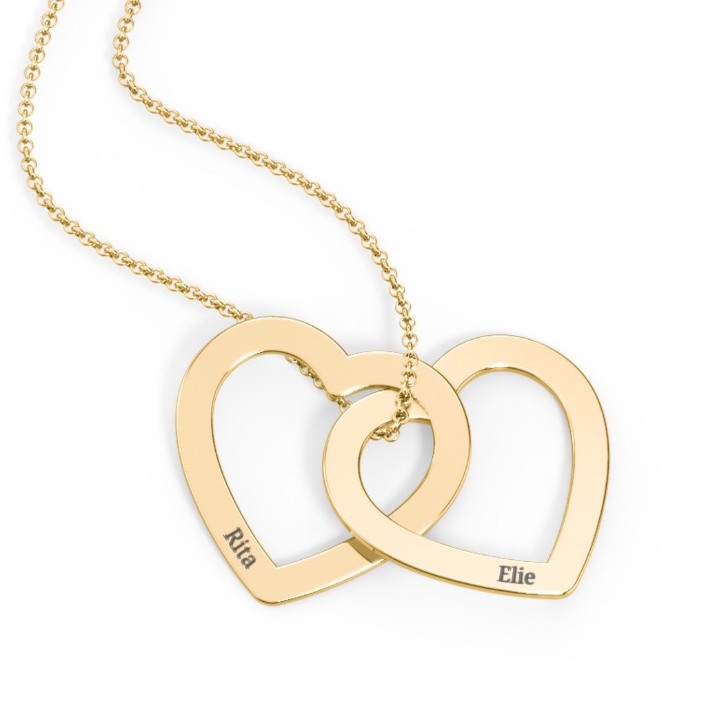 Engravable Interlocking Double Heart Pendant