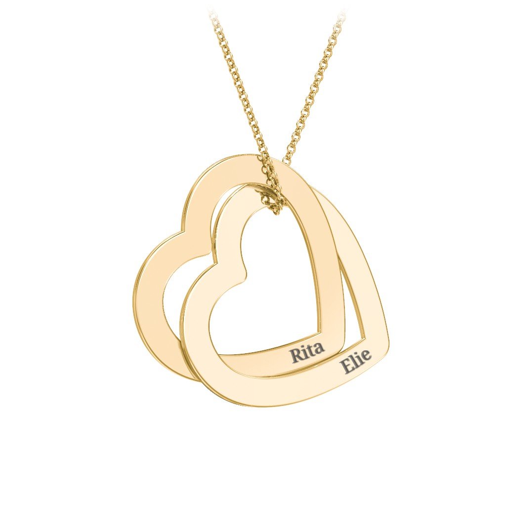 Engravable Interlocking Double Heart Pendant