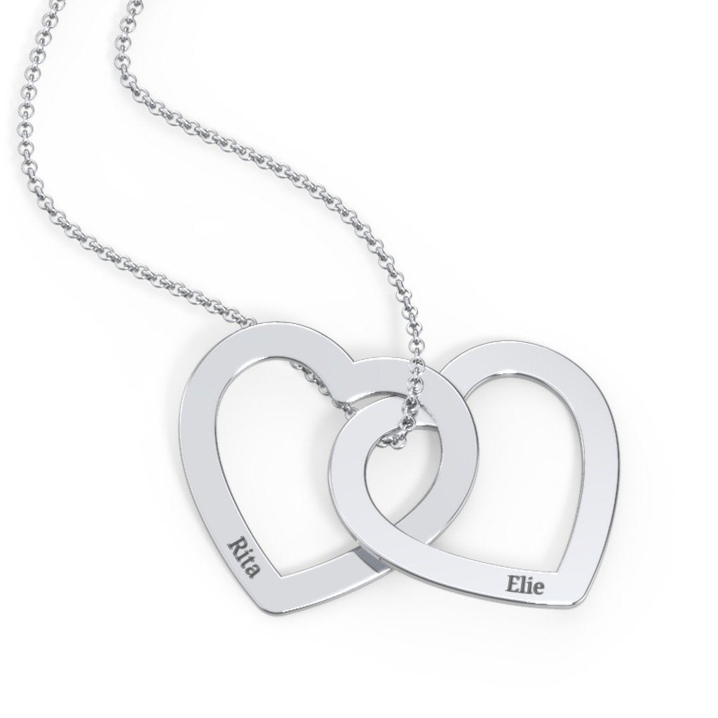 Engravable Interlocking Double Heart Pendant