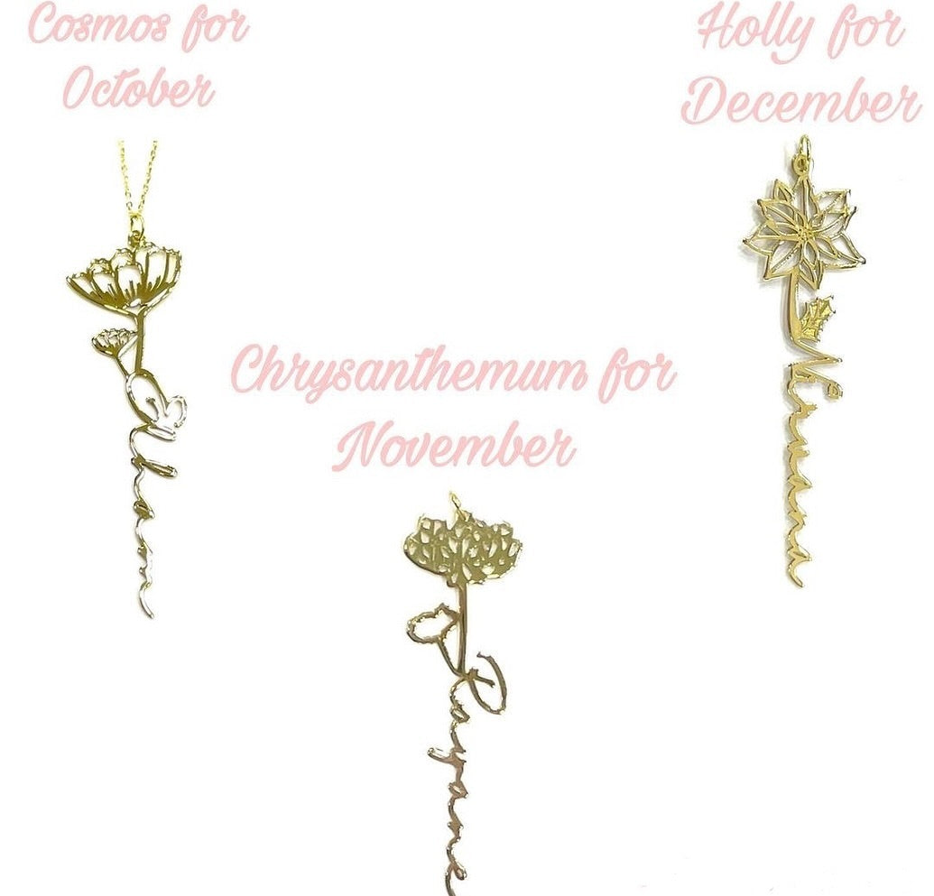 Birth Flower Necklace With Name