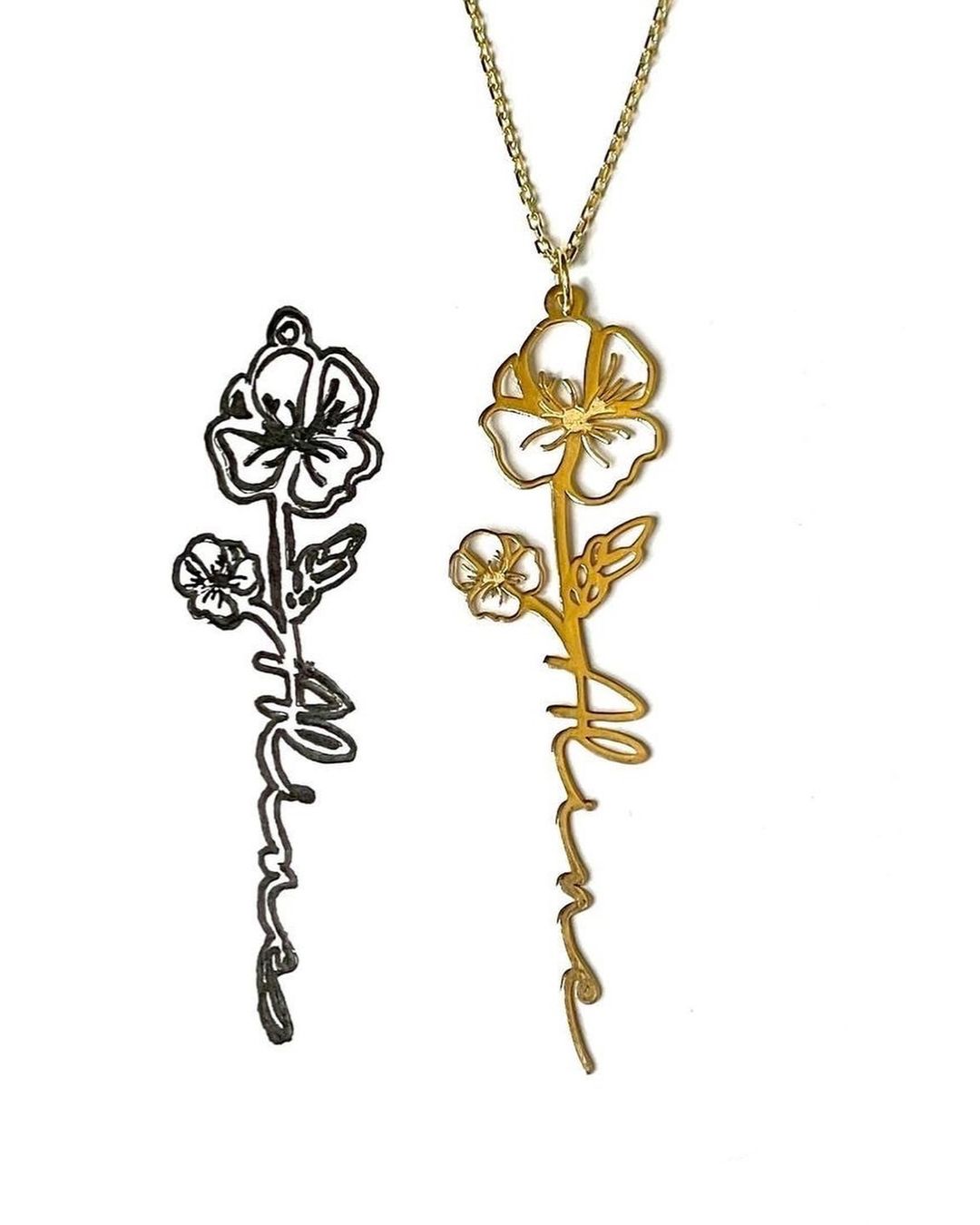 Birth Flower Necklace With Name