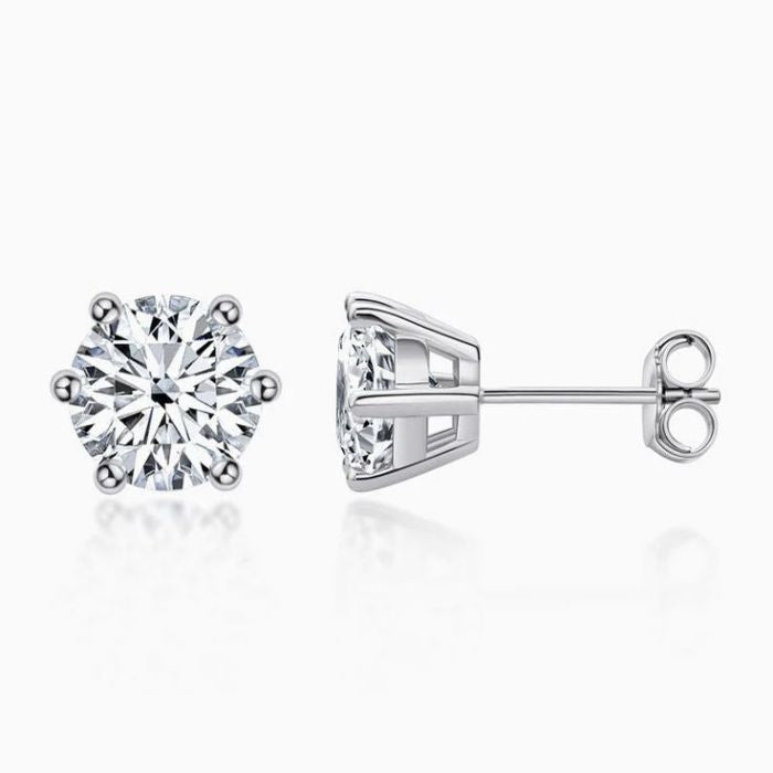 Round White Diamond Earrings