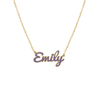 customized enamel name necklace