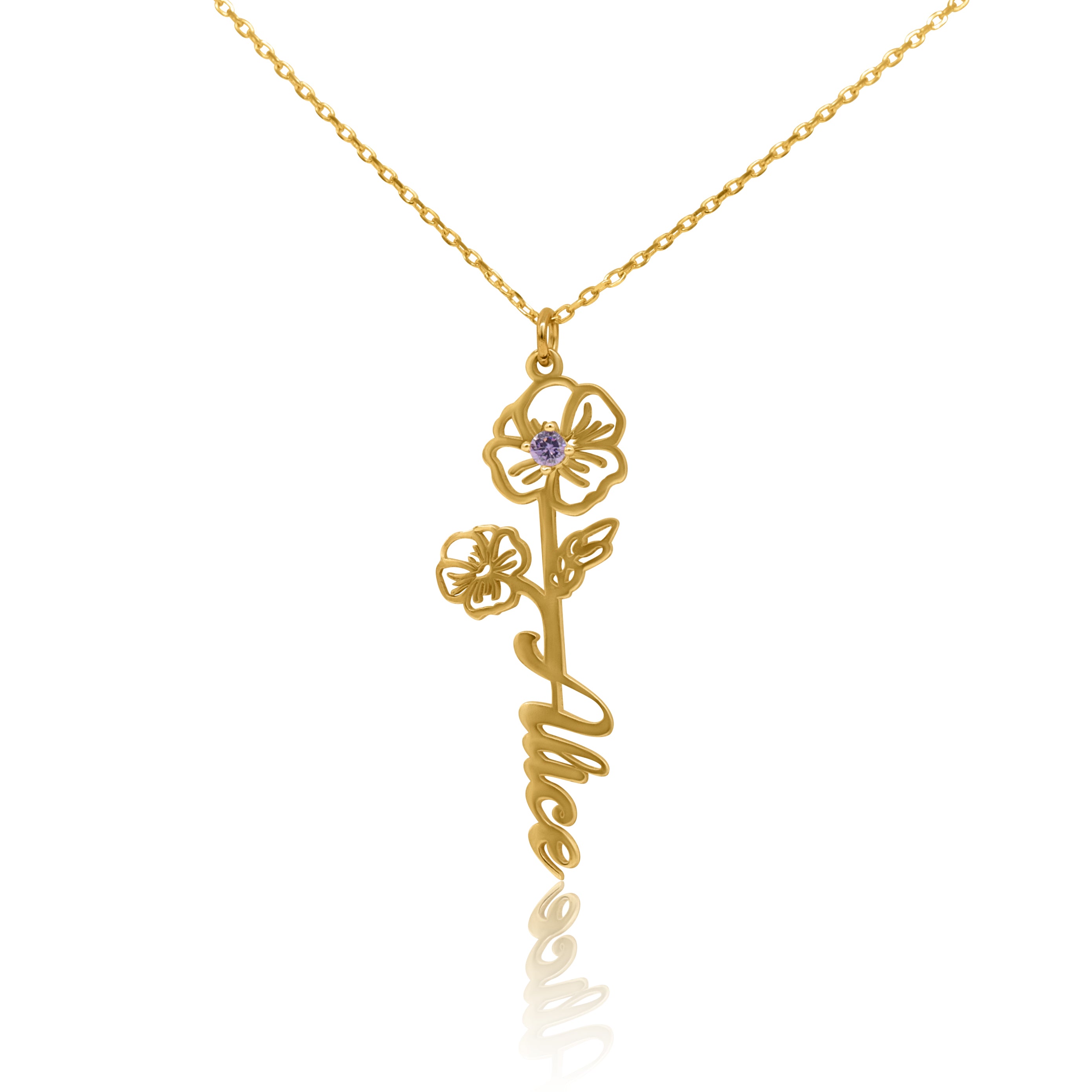 Birth Flower Necklace With Name