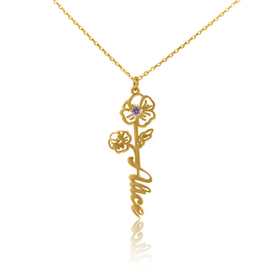 Birth Flower Necklace With Name