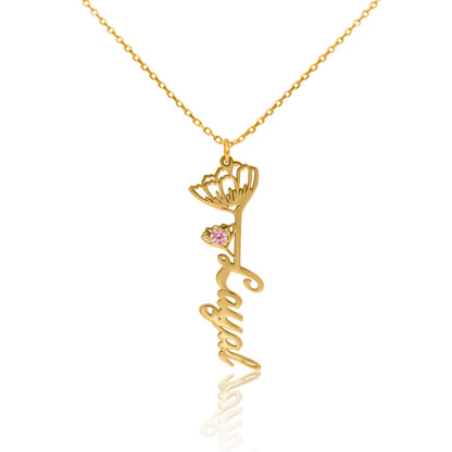 Birth Flower Necklace With Name