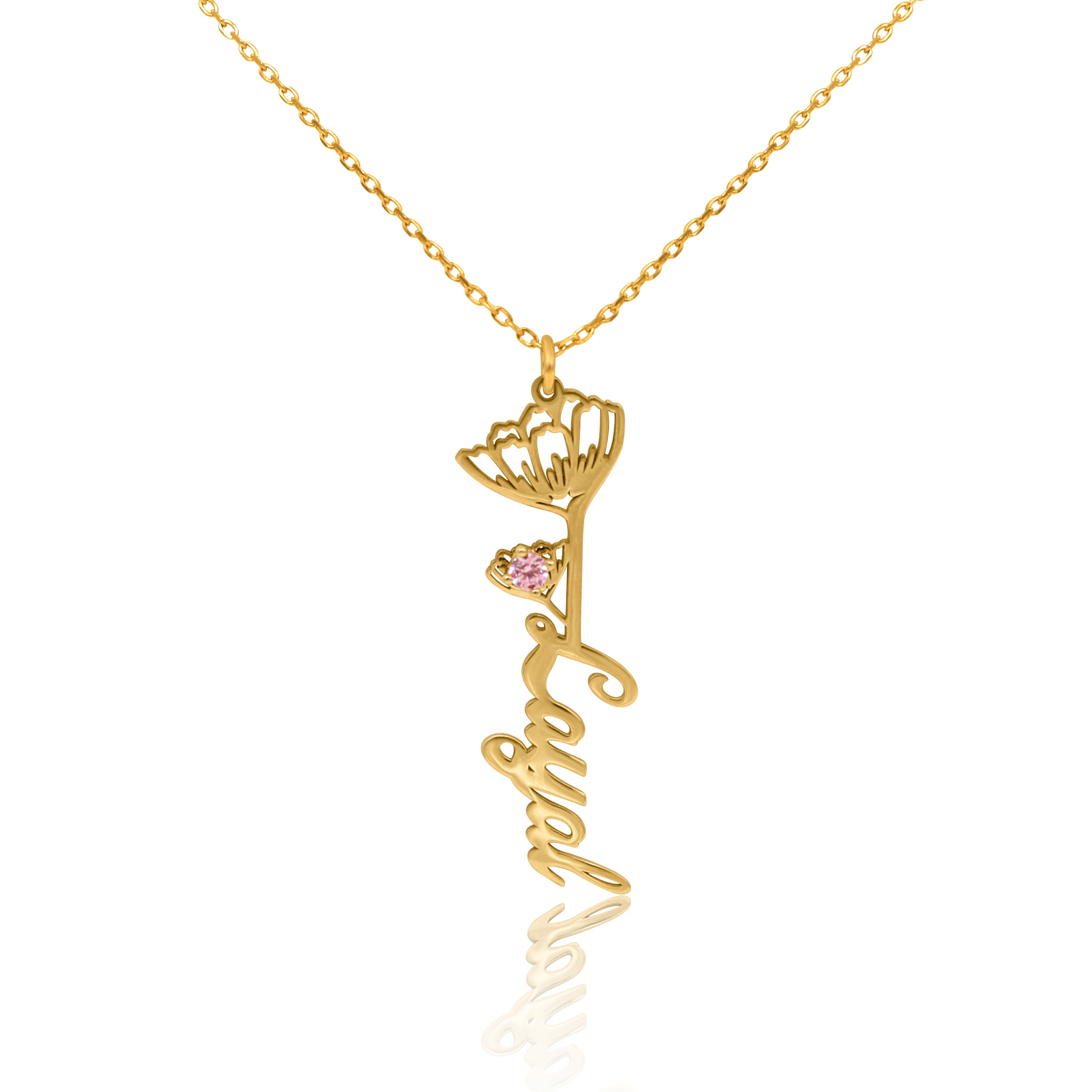 Birth Flower Necklace With Name