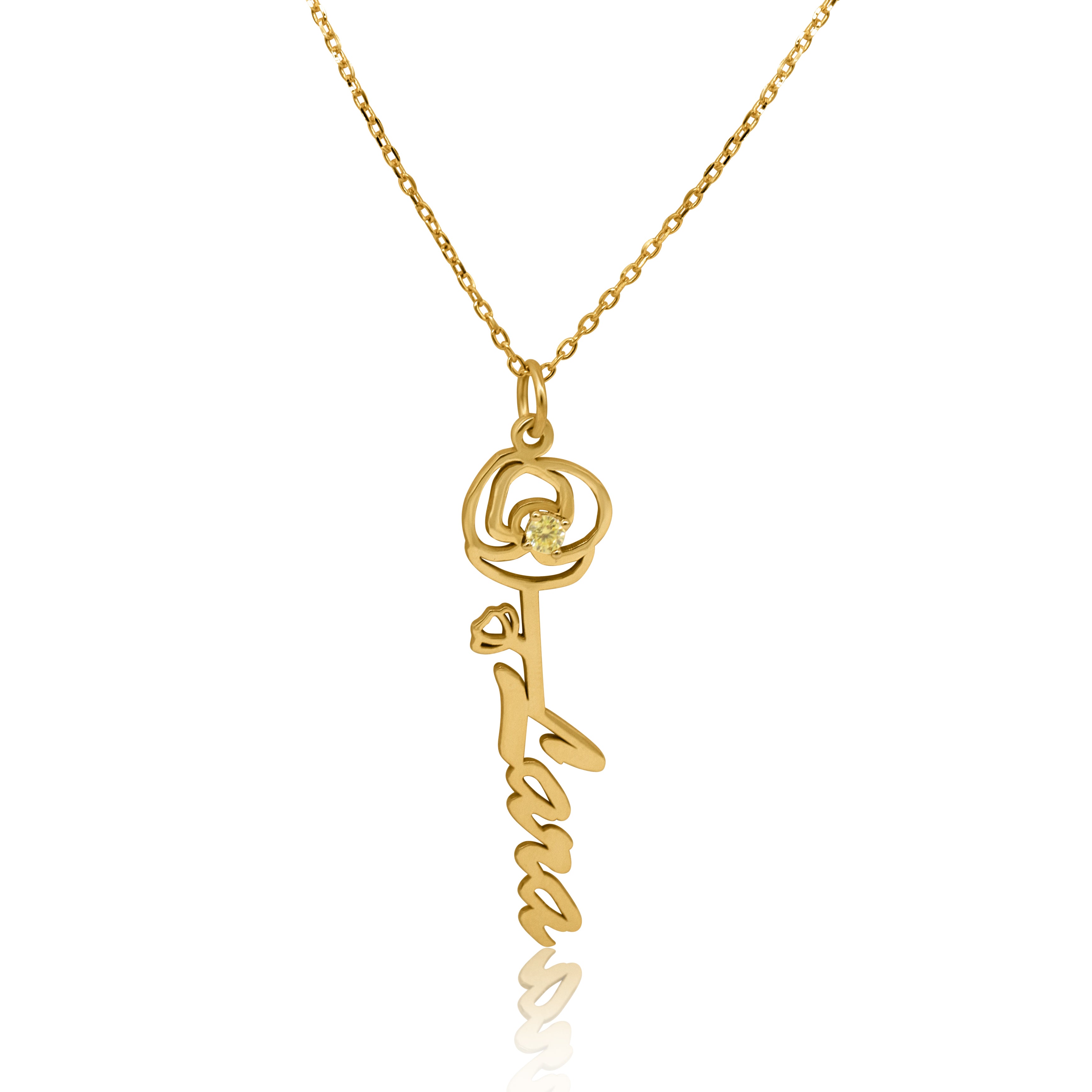 Birth Flower Necklace With Name