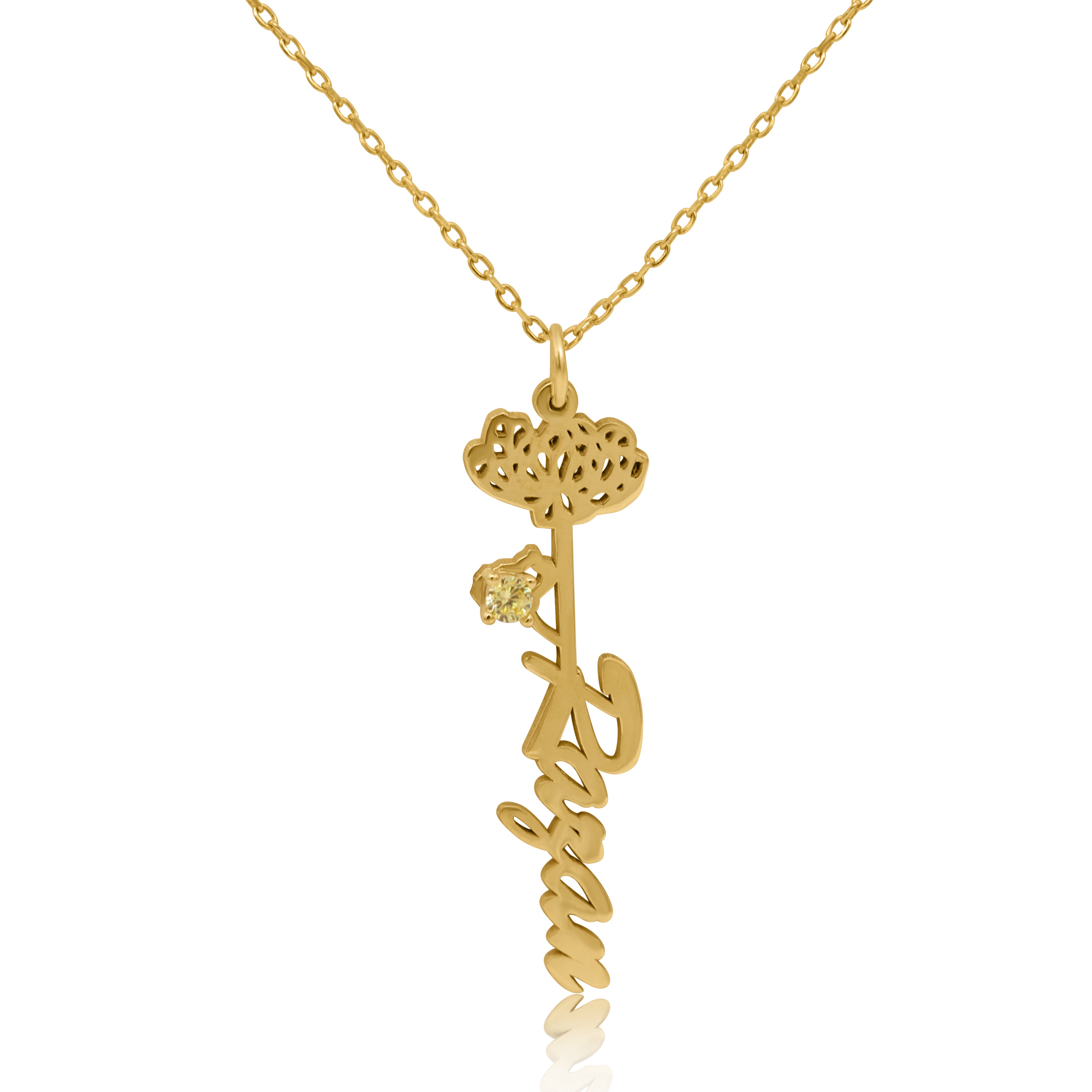 Birth Flower Necklace With Name