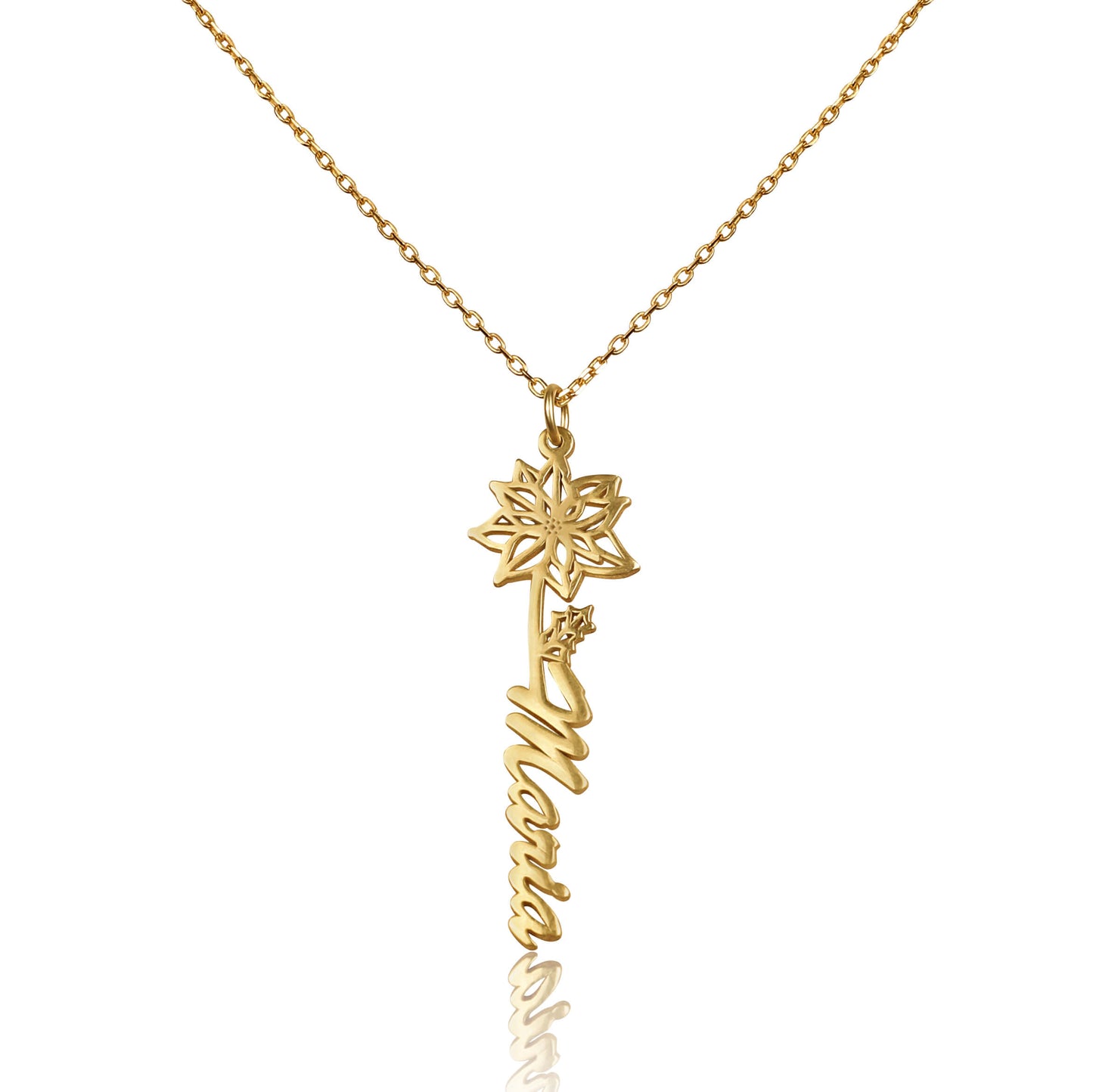 Birth Flower Necklace With Name