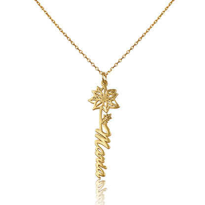 Birth Flower Necklace With Name