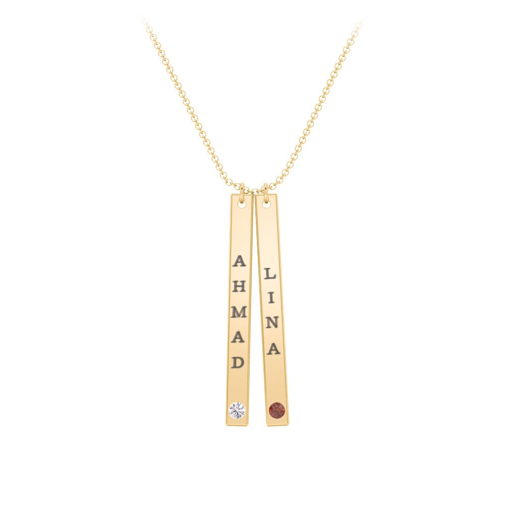 Multi Vertical Birthstone Bar Pendant - 2 Bar