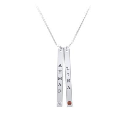 Multi Vertical Birthstone Bar Pendant - 2 Bar
