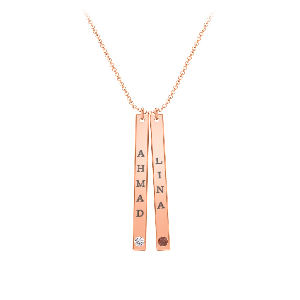 Multi Vertical Birthstone Bar Pendant - 2 Bar