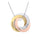 Engraved Tri Color Interlocking Russian Rings Necklace