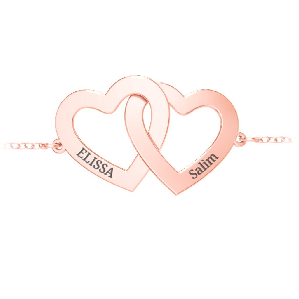 Engravable Interlocking Double Heart Bracelet