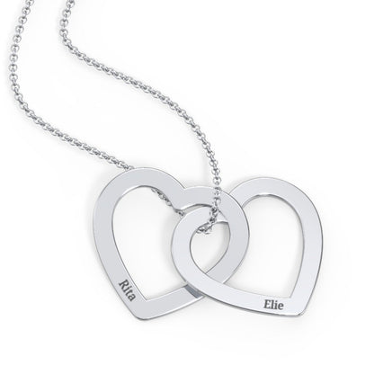 Engravable Interlocking Double Heart Pendant