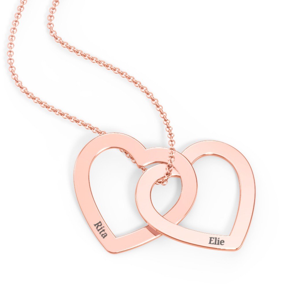 Engravable Interlocking Double Heart Pendant