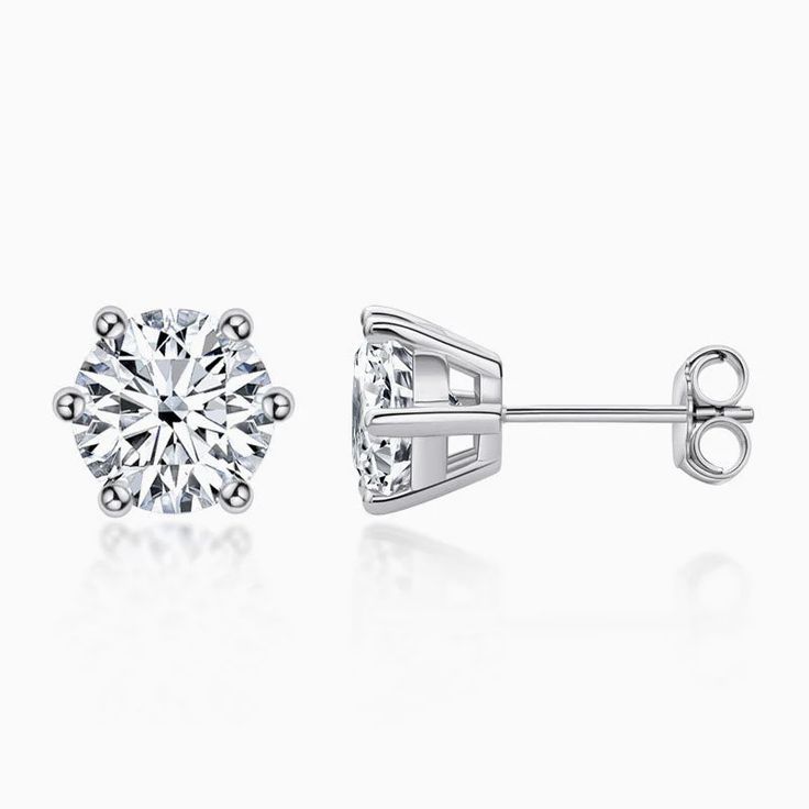 Round White Diamond Earrings