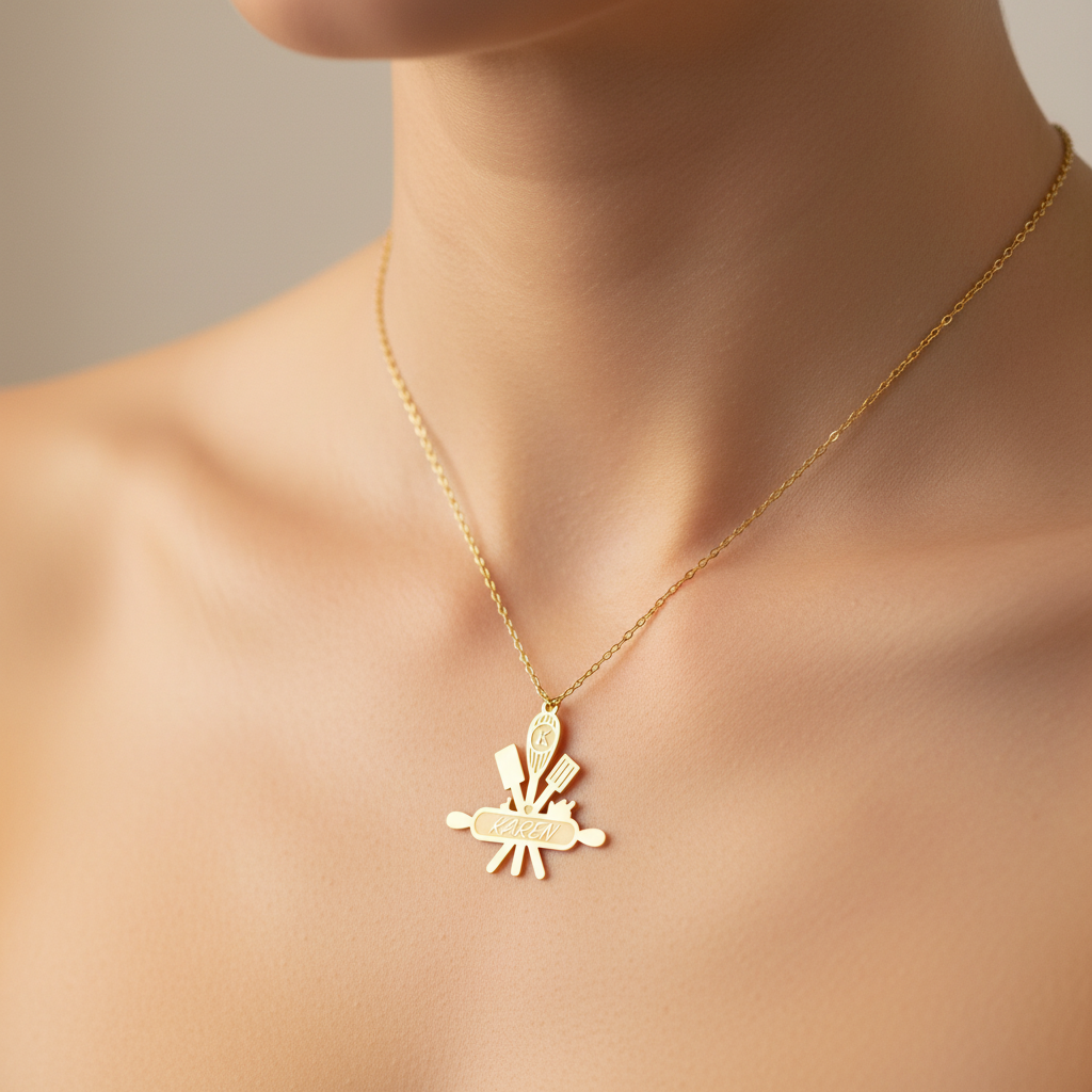Chef Necklace on Model