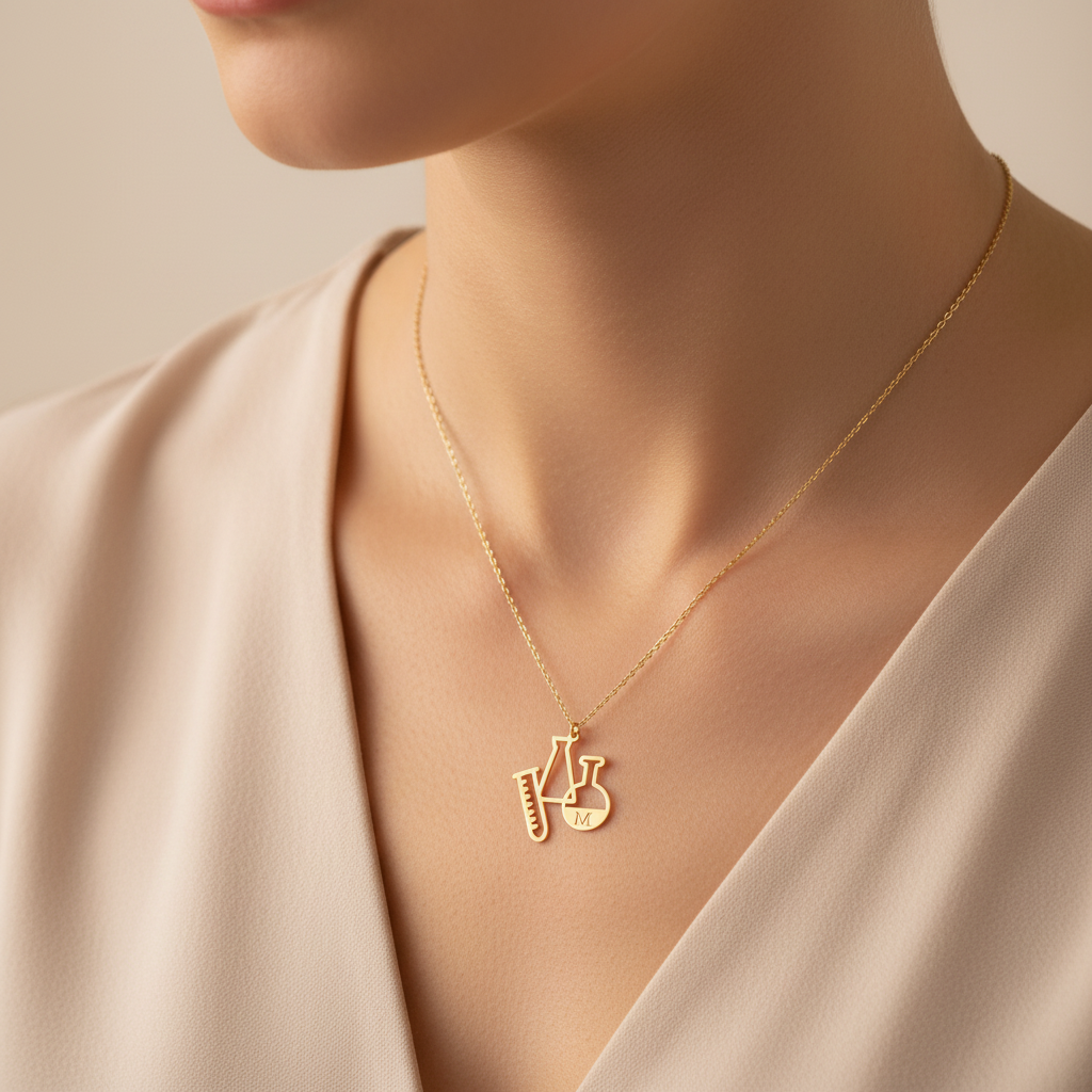 Chemistry Necklace on Model