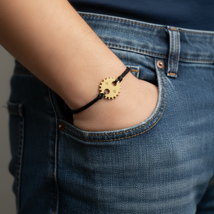 Gold Gear Bracelet Lifestyle Shot