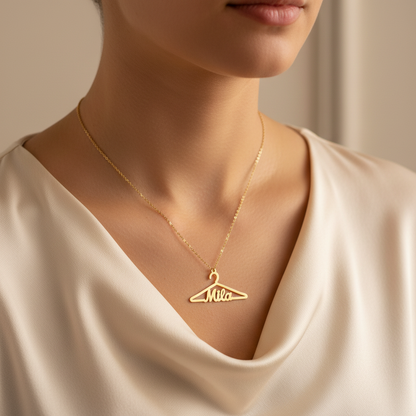 Gold Hanger Necklace Model Shot